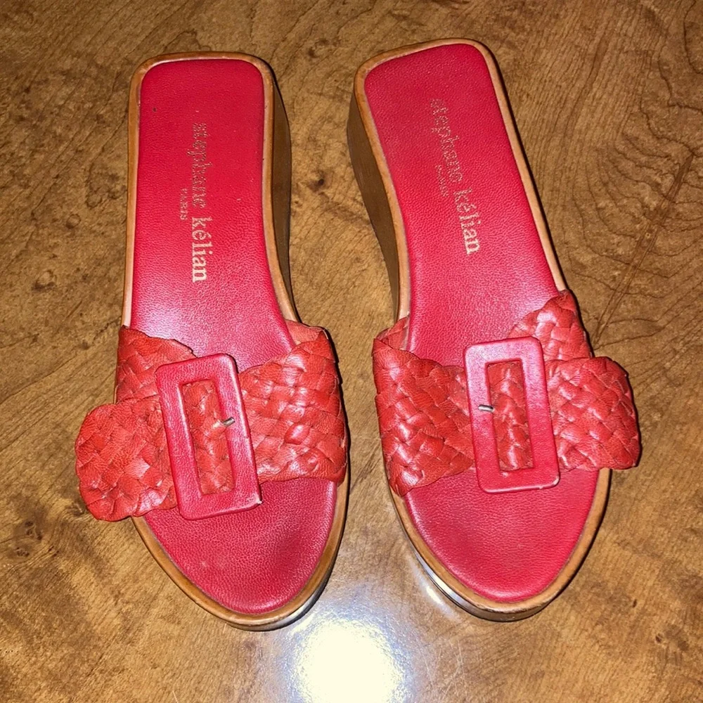 Stephane Keliam red leather sandals size 38.5 - Picture 1 of 3
